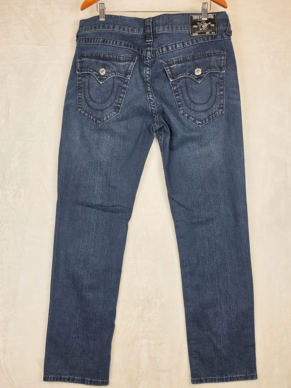 True Religion Geno Relaxed Slim Big T Flap Jeans Men's 36 Medium Wash NWT